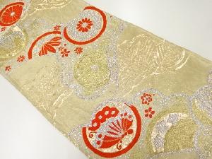 アンティーク　松に菊桐・蝶模様織出し袋帯（材料）